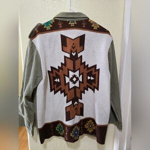 Women's Khaki Western Printed Back Jacket